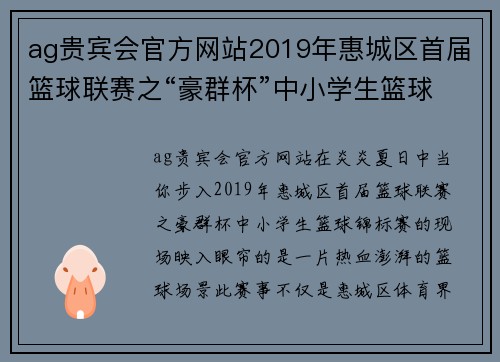 ag贵宾会官方网站2019年惠城区首届篮球联赛之“豪群杯”中小学生篮球锦标赛——让青春在篮球场上尽情飞扬！ - 副本 - 副本